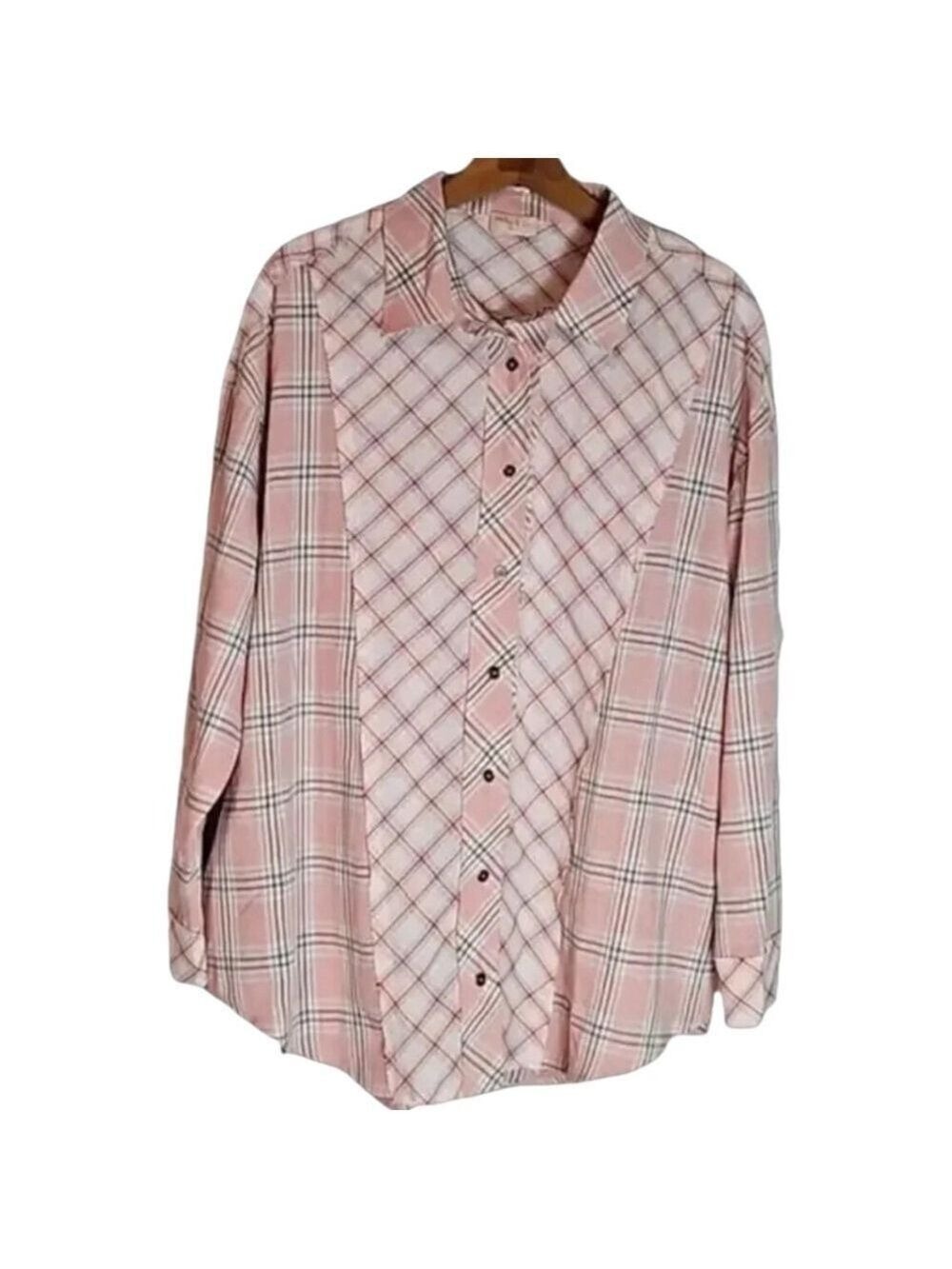 Hailey & Co. Pink Plaid Button Down Shirt M